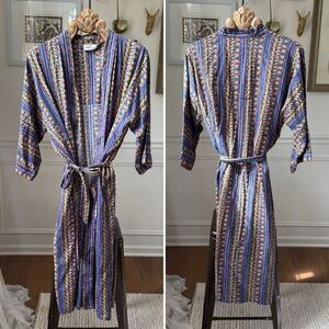 Vintage 90s Jacobson’s Lightweight Tribal Print Robe Purple Green Tan OSFM Unise